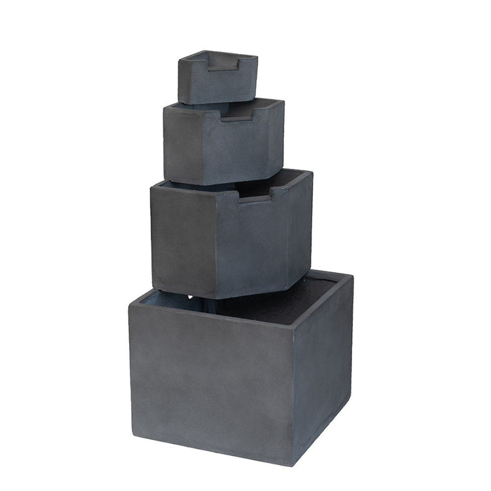 Cement 4 Tier Block Water Fountain Outdoor - Gray