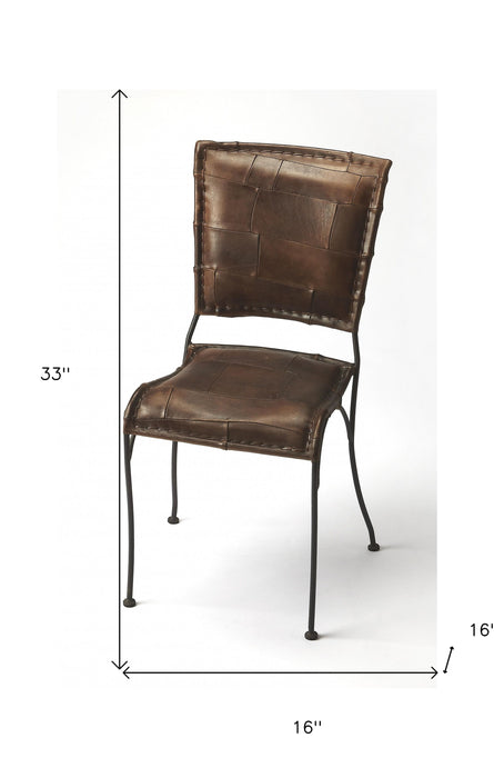 33" Faux Leather Side Chair - Brown