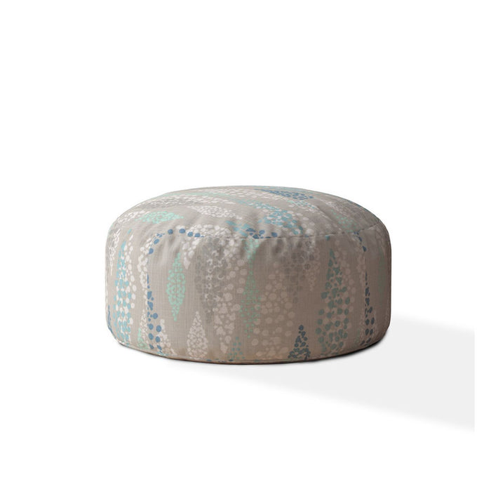 Canvas Round Polka Dots Pouf Ottoman - Ivory