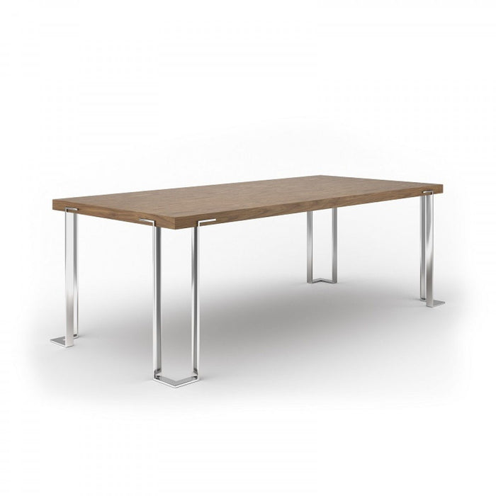 Rectangular And Stainless Steel Dining Table - Walnut And Chrome