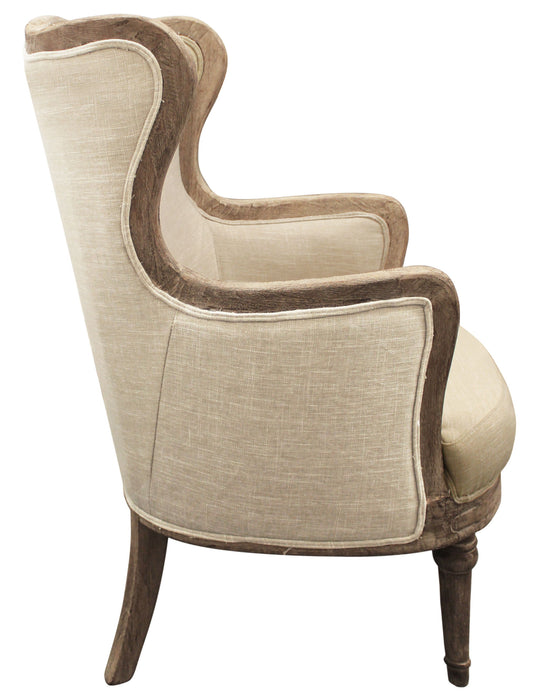 Linen And Natural Solid Color Arm Chair - Ivory