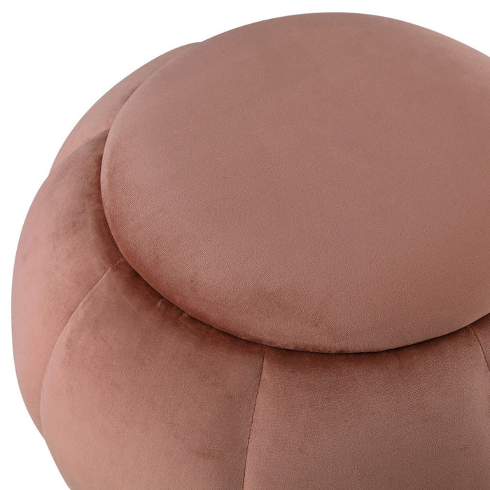 Velvet Round Ottoman - Gold / Blush