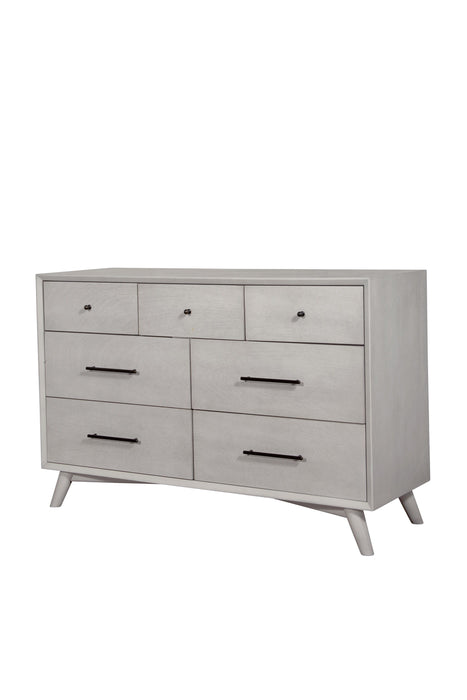 Solid Wood Seven Drawer Double Dresser - Gray