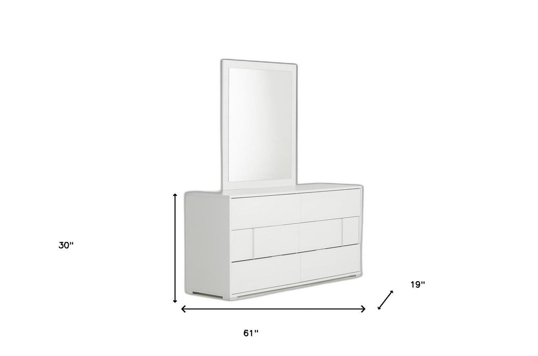 Six Drawer, Double Dresser - White