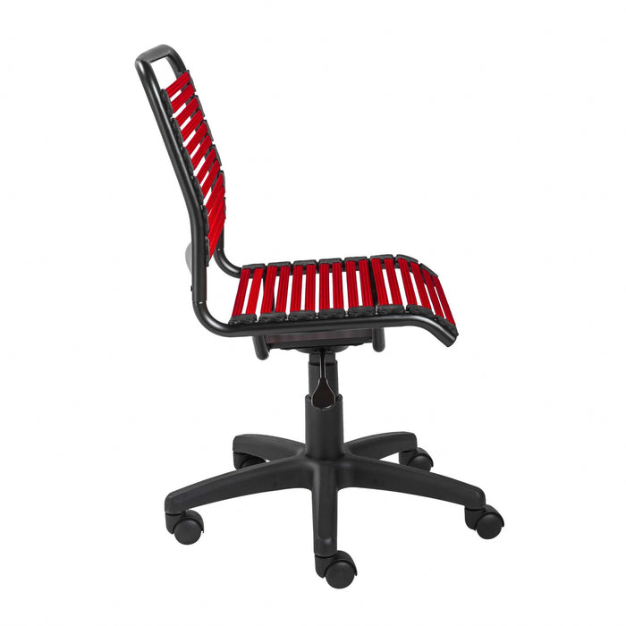 Flat Bungie Cord Low Back Rolling Office Chair - Red