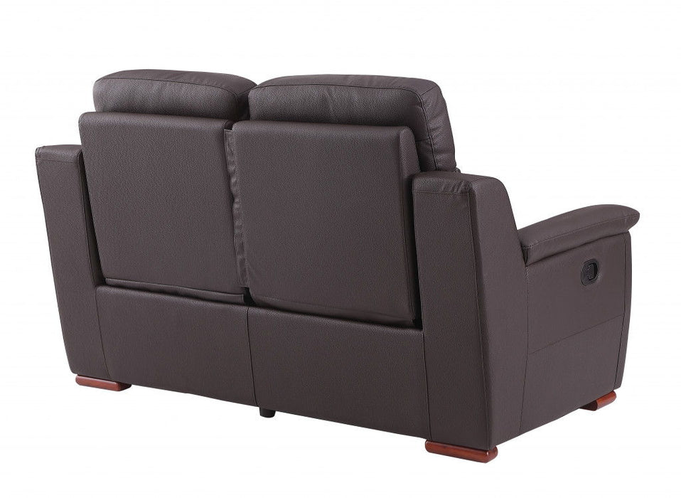 Faux Leather Manual Reclining Love Seat - Brown