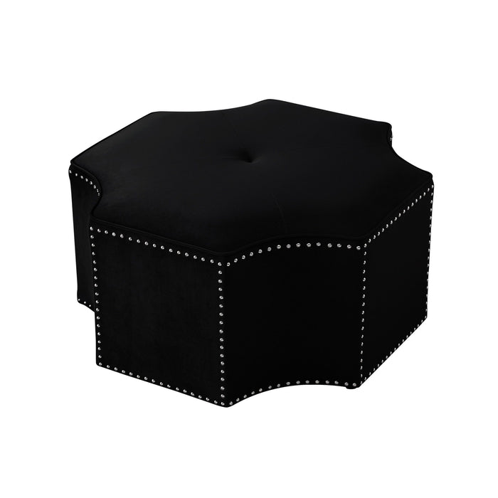 Velvet Specialty Cocktail Ottoman - Black