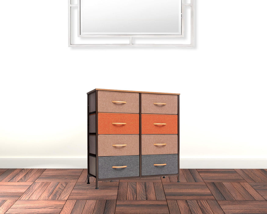 Steel And Fabric Eight Drawer Chest - Brown