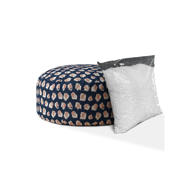 Canvas, Round Abstract Pouf Cover - Blue