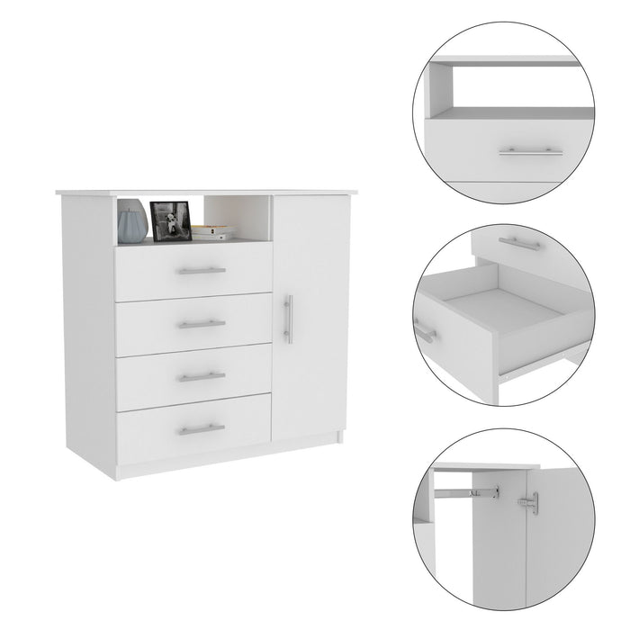 4 Drawer Combo Dresser - White