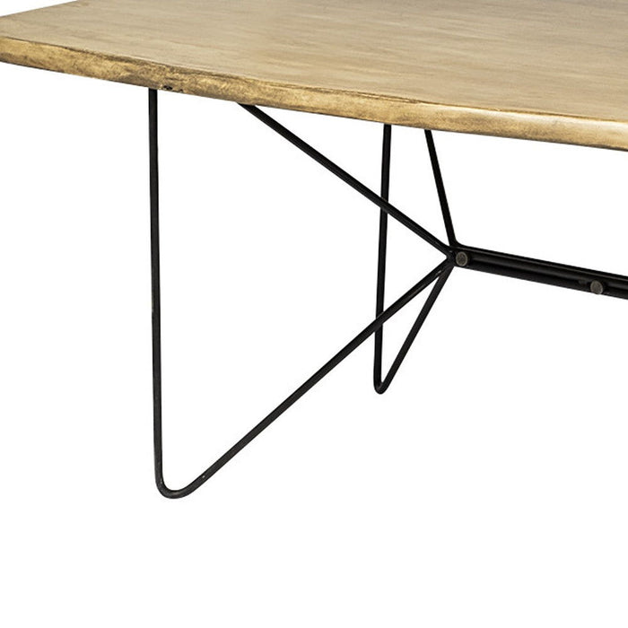 Solid Wood And Metal Dining Table - Brown / Black