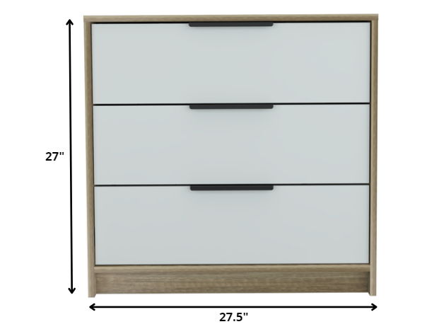 Three Drawer Dresser - Light Oak / White