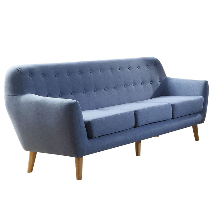 Linen Sofa & Brown Legs - Blue