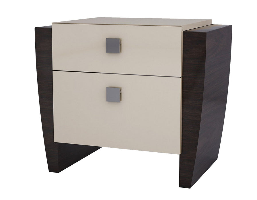 Refined High Gloss Nightstand - Beige