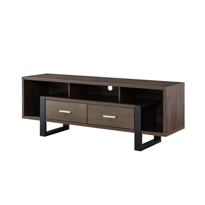 Manufactured Wood Cabinet Enclosed Storage TV Stand - Walnut Oak / Black