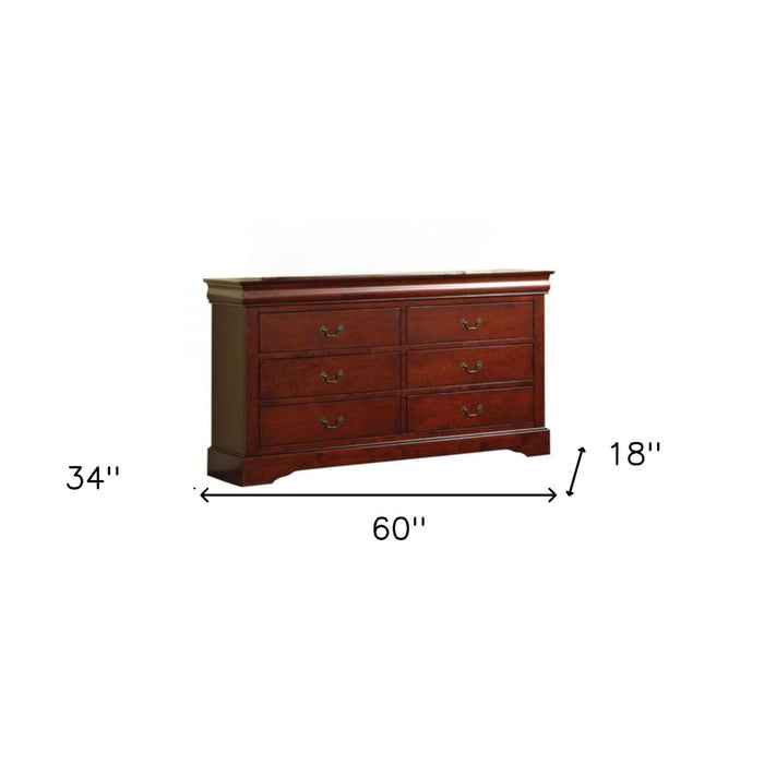 Solid And Manufactured Wood Six Drawer Double Dresser - Brown