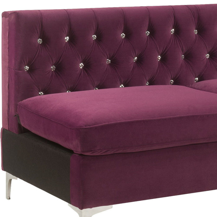 Velvet Sofa And Toss Pillows With Silver Legs - Burgundy