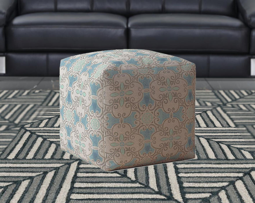 Cotton Ikat Pouf Cover - Blue