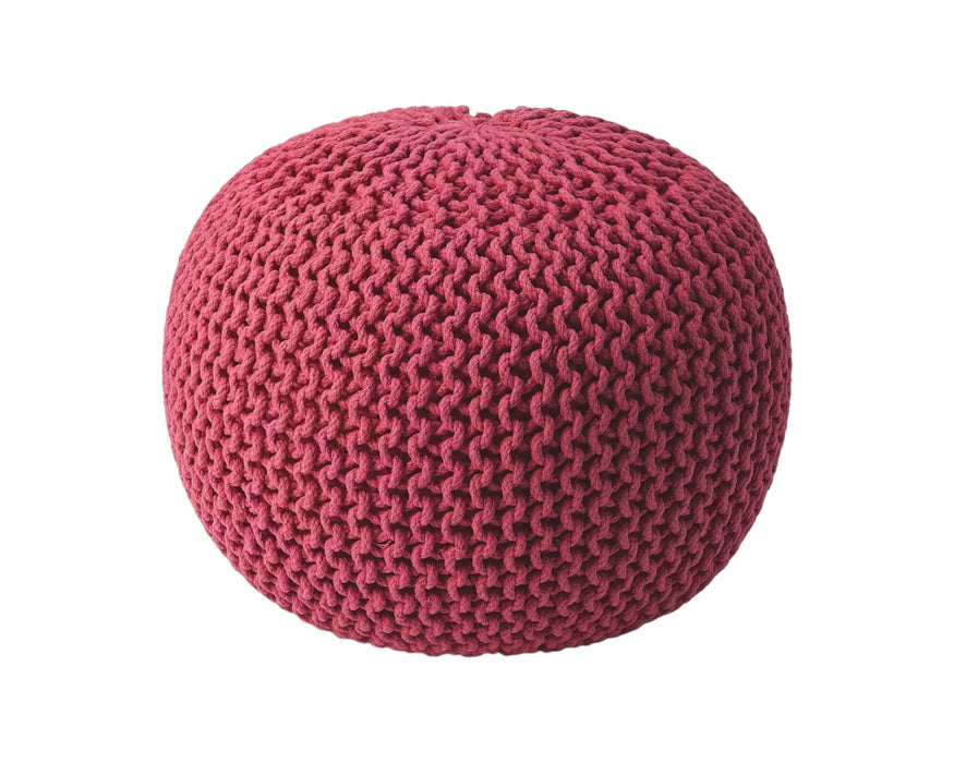 Round Pouf Ottoman - Pink