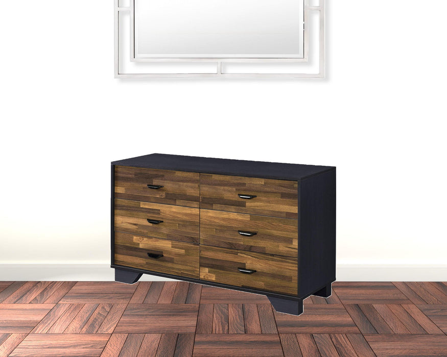 Six Drawer Double Dresser - Walnut Black