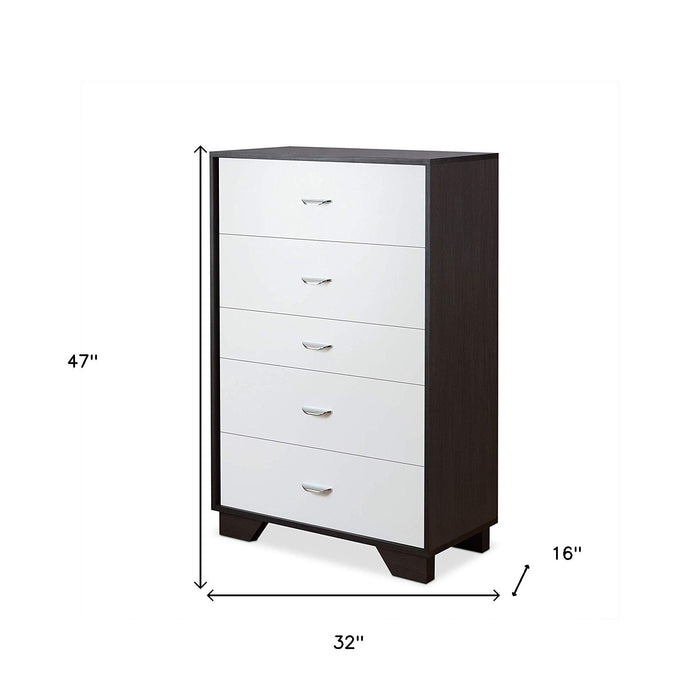 Five Drawer Standard Chest - Brown / White