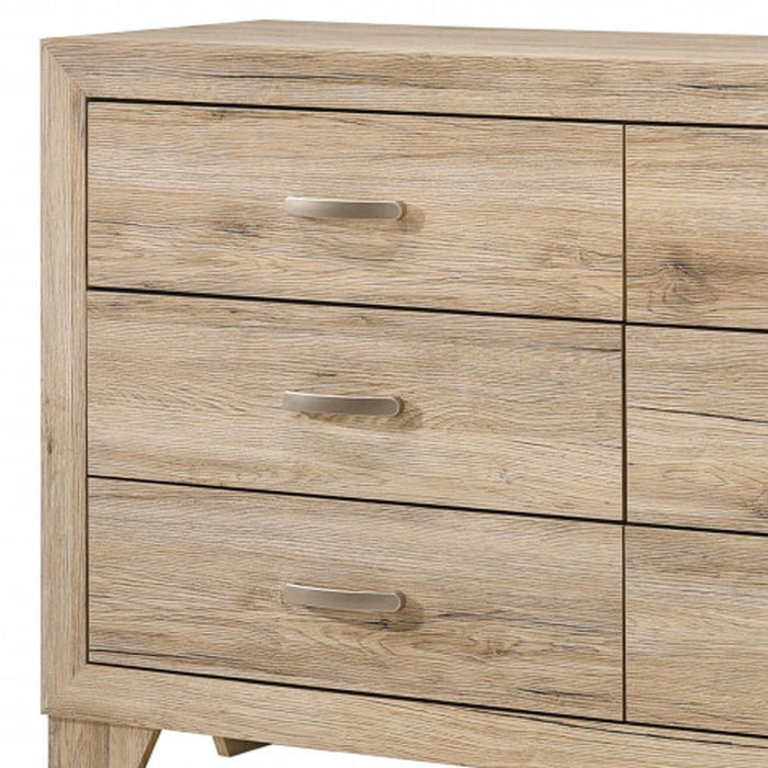 Six Drawer Double Dresser - Natural Brown