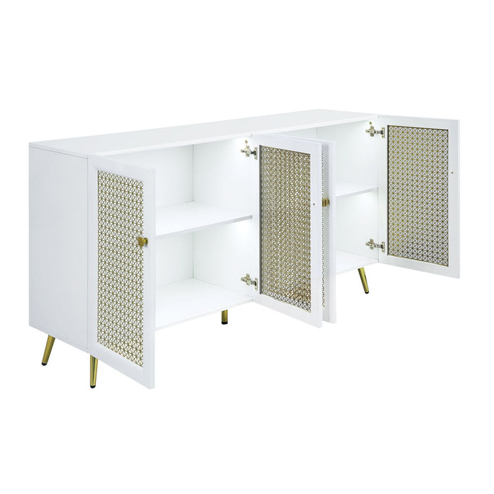 Gaerwn - High Gloss Console Cabinet With LED - White