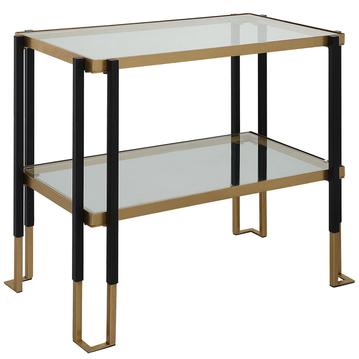 Kentmore - Glass Side Table - Black & Gold