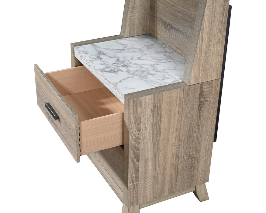 Tilston - Nightstand With Wall Panel - Natural