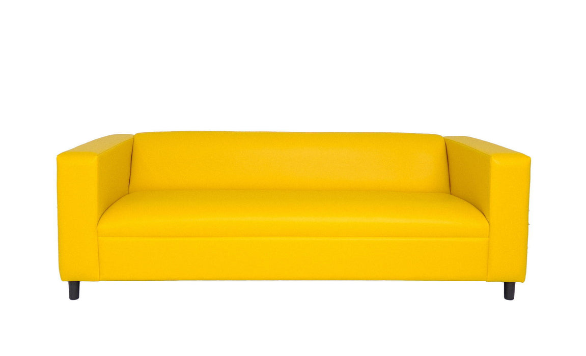 Faux Leather Sofa With Black Legs - Yellow