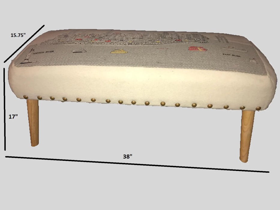 Wool Ottoman - Cream / Brown