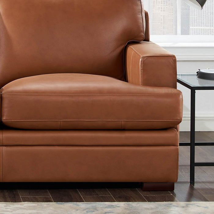 Georgia - Leather Loveseat - Chestnut