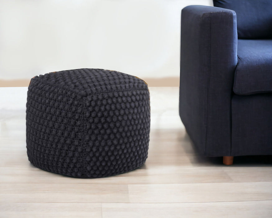 Cotton, Blend Pouf Ottoman - Black