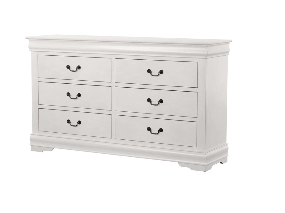 Six Drawer Double Dresser Wood - White