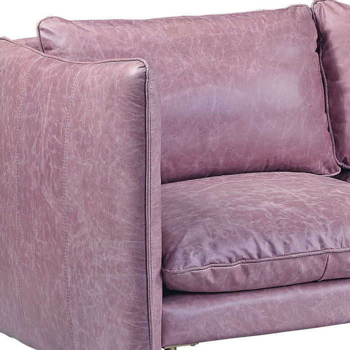 Top Grain Leather And Black Sofa - Wisteria