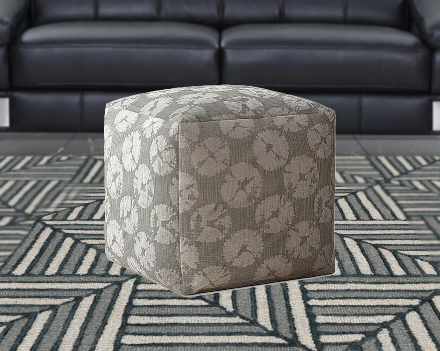 Canvas Abstract Pouf Cover - Gray