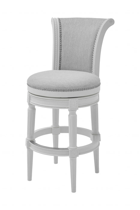 Solid Wood Bar Chair - Light Gray / White