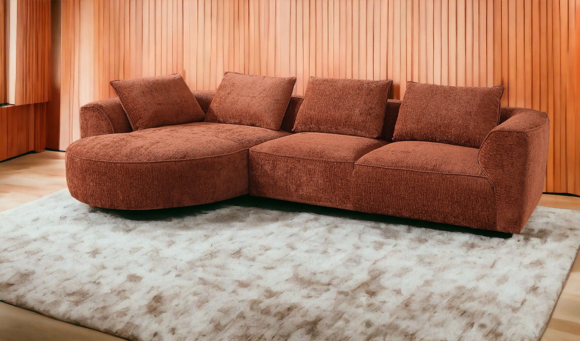 Aceso - Chenille Sectional Sofa With 4 Toss Pillows - Rustic Brown