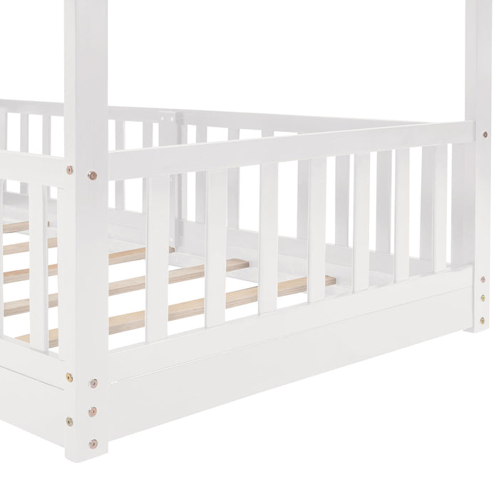 Twin Over Twin Bunk Bed With Slide And Ladder - White