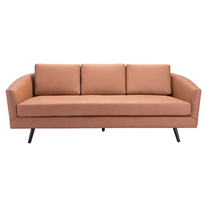 Faux Leather Sofa With Black Legs - Brown