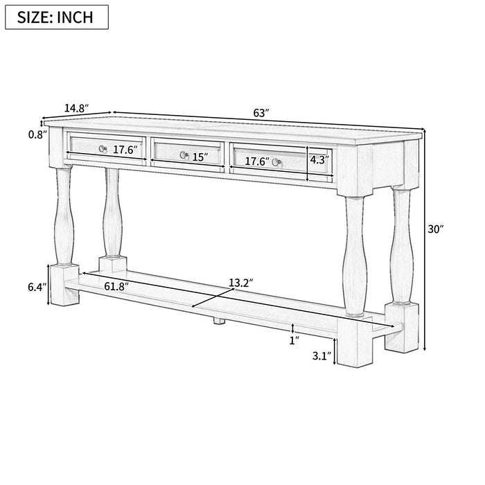 Console Table Long Console Table With Drawers And Shelf For Entryway, Hallway, Living Room