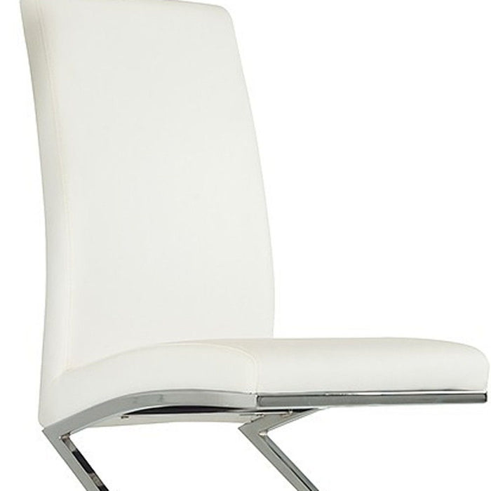 Modern Faux Leather And Chrome Dining Chairs (Set of 2) - White