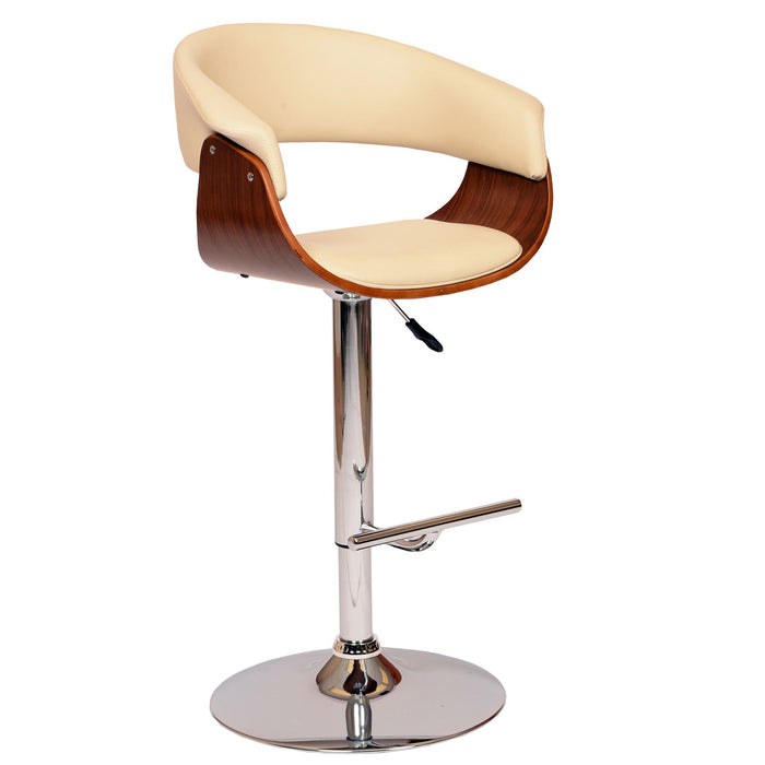 Swivel Low Back / Adjustable Height Bar Chair - Cream / Silver