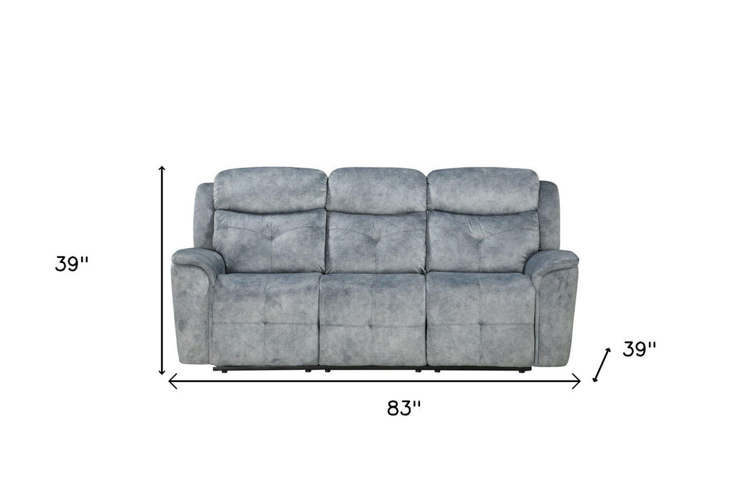 Velvet Reclining Sofa With Black Legs - Gray