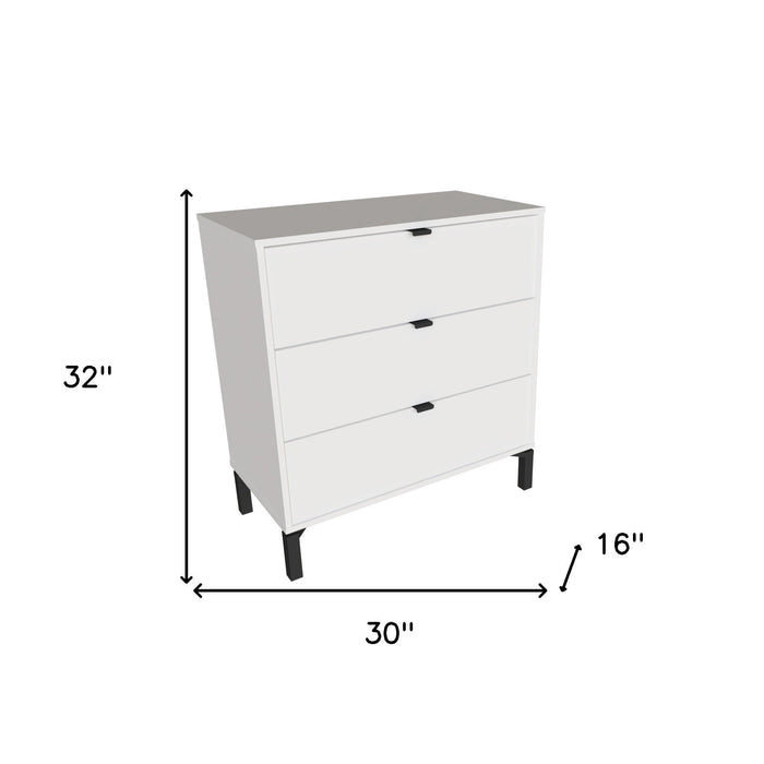 Three Drawer Dresser Wooden - White