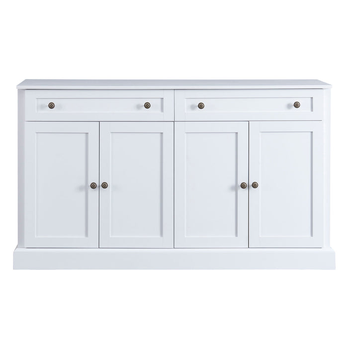 Kitchen Sideboard Storage Buffet Cabinet With 2 Drawers & 4 Doors Adjustable Shelves For Dining Room, Living Room - White