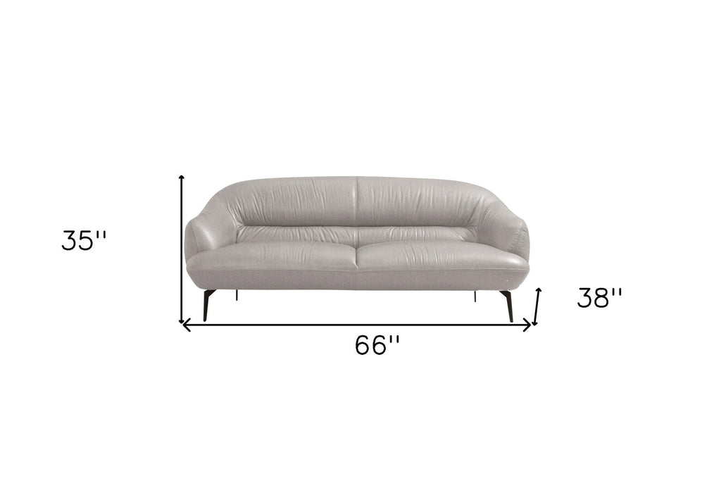 Leather Loveseat - Gray / Black