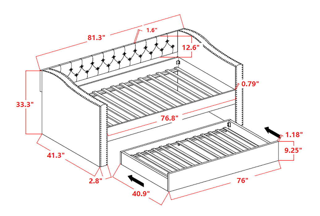 Loretta - Daybed Frame - Gray