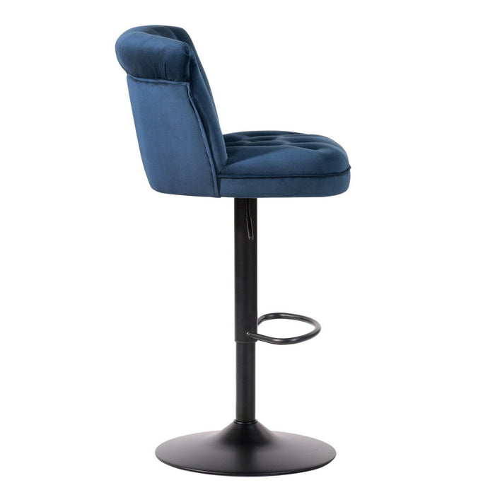 Swivel Low Back Adjustable Height Bar Chair With Footrest 45" - Blue And Black