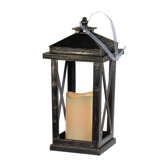 Menifee Lantern With Led Candle (Set of 2) - Antique Black